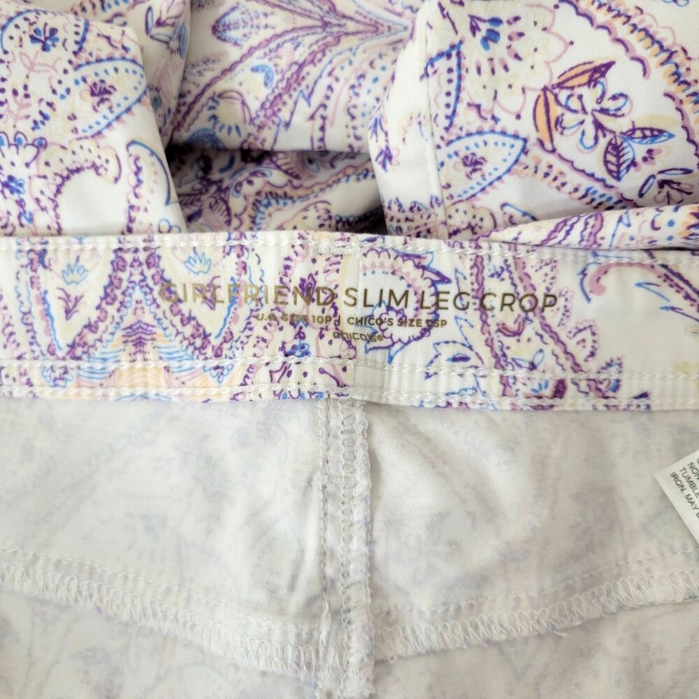 Chico's Girlfriend Slim Leg Cropped Paisley Pants - Picture 5 of 5